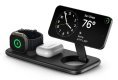 Satechi Qi2 Trio Wireless Charging Pad - magnetyczna ładowarka bezprzewodowa do trzech urządzeń (AppleWatch 5W, AirPods 5W, Qi2 15W), kabel 1m, ładowarka sieciowa 45W oraz wymienne wtyczki UK i EU w zestawie (space gray)