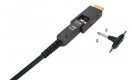 Aktywny kabel światłowodowy MANHATTAN High Speed z odłączanym złączem 4K@60Hz UHD, HDMI męski na Micro HDMI męski (typ D) i odłączany HDMI męski (typ A), 20m, HEC, ARC, styki pozłacane