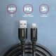 BUCM-AM15AB Kabel USB-C - USB-A 1,5 m, USB 2.0, ładowanie 3A QC3.0/AFC/FCP, aluminiowe wtyki, w oplocie, czarny