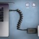 BUCM-CM10TB Kabel spiralny USB-C - USB-C TWISTER 0,6 m, USB 2.0, ładowanie PD 60W/QC4+/AFC/FCP, aluminiowe wtyki, czarny