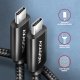 BUCM2-CM10AB Kabel USB-C - USB-C 1 m, USB 2.0, ładowanie PD 240W/PPS/QC4+/AFC/FCP, E-Marker, aluminiowe wtyki, w oplocie, czarny
