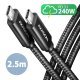 BUCM2-CM25AB Kabel USB-C - USB-C 2,5 m, USB 2.0, ładowanie PD 240W/PPS/QC4+/AFC/FCP, E-Marker, aluminiowe wtyki, w oplocie, czarny