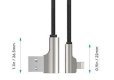 CB-AL01 OEM kabel 90° Lightning - USB-A 2m MFi Apple kątowy wtyki 90 stopni nylonowy oplot czarny