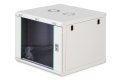 Szafa sieciowa wisząca DYNAmic 19" 9U rack 600x600, drzwi szyba, szary, niedzielona, złożona, 60kg
