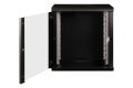 Szafa sieciowa wisząca Unique 19" 12U rack 600x450, drzwi szyba, czarny, niedzielona, złożona, 100kg