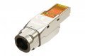 Wtyk modularny RJ45 kat.6A, PoE++, 10GbE, STP, ekranowany, beznarzędziowy, zakręcany, metalowy, AWG 22-27, linka/drut