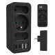 Rozdzielacz na 3 gniazdka MCE248 F/B 2xUSB-A 2xUSB-C czarny