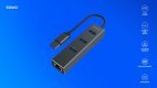 Hub AK-58 3-portowy USB-A 3.1 Gen 1 z adapterem RJ-45 Gigabit Ethernet