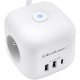 Kostka zasilająca przedłużacz 6w1 z podświetlanym włącznikiem | 3x AC | 2x USB | 1x USB-C PD 20W | biała | kabel 2m
