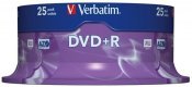 Płyta DVD+R VERBATIM AZO, 4,7GB, prędkość 16x, cake, 25szt., srebrny mat