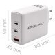 Qoltec Ładowarka sieciowa 100W GaN | 5-20V | 1.5-5A | 2 x USB-C PD | 1 x USB QC 3.0 | Biała