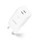 Ładowarka GaN 45W 2xUSB-C + kabel USB-C 1.5m biała