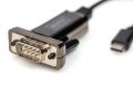 Kabel adapter USB-C 2.0 męski do RS232 (DB9) męski | chipset FTDI FT232RL | czarny | mocowanie na śruby | 1.0m