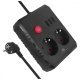 Listwa zasilająca MCE387 B 2 gniazda 3xUSB, 110-240V AC 50/60Hz 2,1A max 2500W, 1,5m czarna