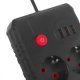 Listwa zasilająca MCE387 B 2 gniazda 3xUSB, 110-240V AC 50/60Hz 2,1A max 2500W, 1,5m czarna