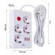 Listwa zasilająca MCE393 W 4 gniazdka, 3xUSB, 110-240V AC 50/60Hz. 2.1A max 2500W, 3m biała