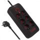 Listwa zasilająca MCE391 B 6 gniazd 4xUSB-A 1xUSB-C, 110-240V AC 50/60Hz, 2.1A max 2500W, czarna