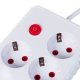 Listwa zasilająca MCE392 W 4 gniazda 3xUSB, 110-240V AC 50/60Hz, 2.1A max 2500W 1,5m biała