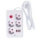 Listwa zasilająca MCE392 W 4 gniazda 3xUSB, 110-240V AC 50/60Hz, 2.1A max 2500W 1,5m biała