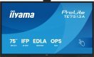 Monitor interaktywny 75 cali TE7513A-B2AG INFRARED,40pkt,IPS,4K,7H,500cd/m2, WiFi,USB, ANDROID 14, Google EDLA,2x20W, UCHWYT ŚCIENNY