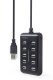 HUB USB 2.0 10-portowy czarny