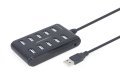 HUB USB 2.0 10-portowy czarny