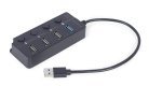 HUB 4-portowy USB (1 x USB 3.1 + 3 x USB 2.0) z przyciskami włączania/wyłączania oraz wskaźnikiem LED