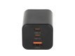 Ładowarka GaN 65W 2x USB-C PD + USB-A (czarna)